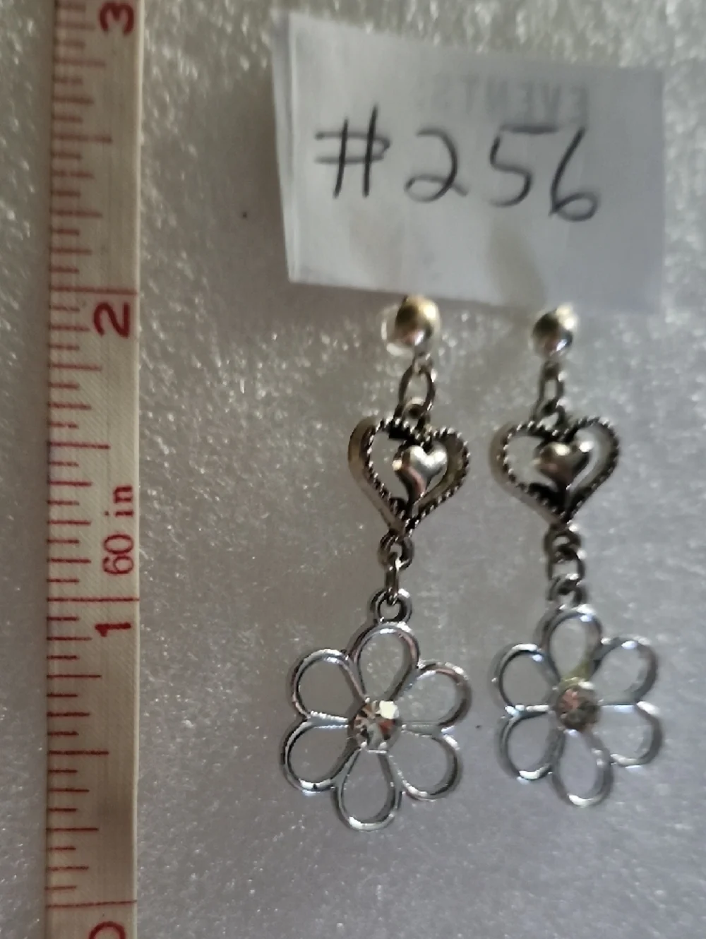 Hand Crafted Silver Heart & Daisy Drop Earrings